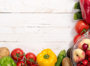 cherries and peaches with vegetables